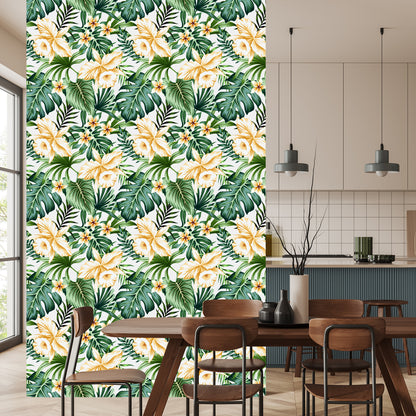 Wallpaper Tropical Flowers Watercolor