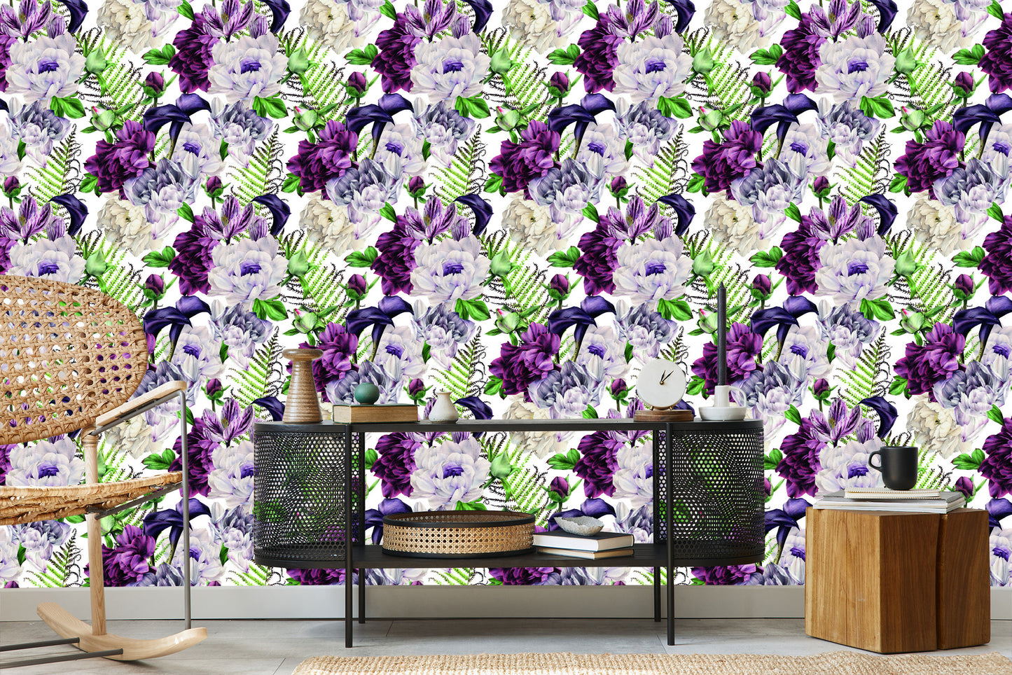 Wallpaper Floral Pattern Peony Watercolor
