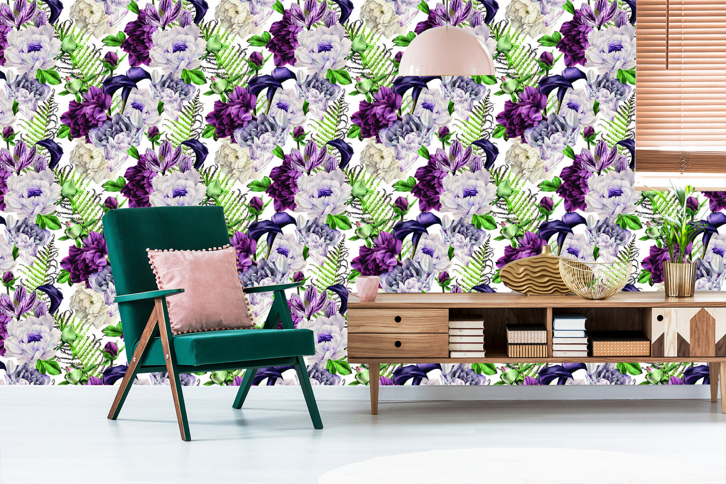 Wallpaper Floral Pattern Peony Watercolor