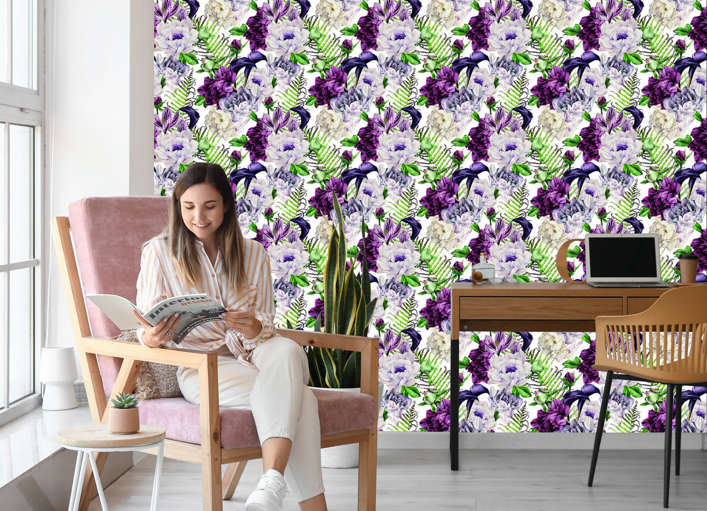 Wallpaper Floral Pattern Peony Watercolor