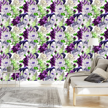 Wallpaper Floral Pattern Peony Watercolor