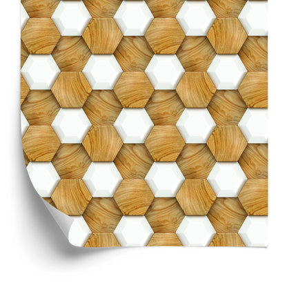 Wallpaper 3D Wood Mosaic