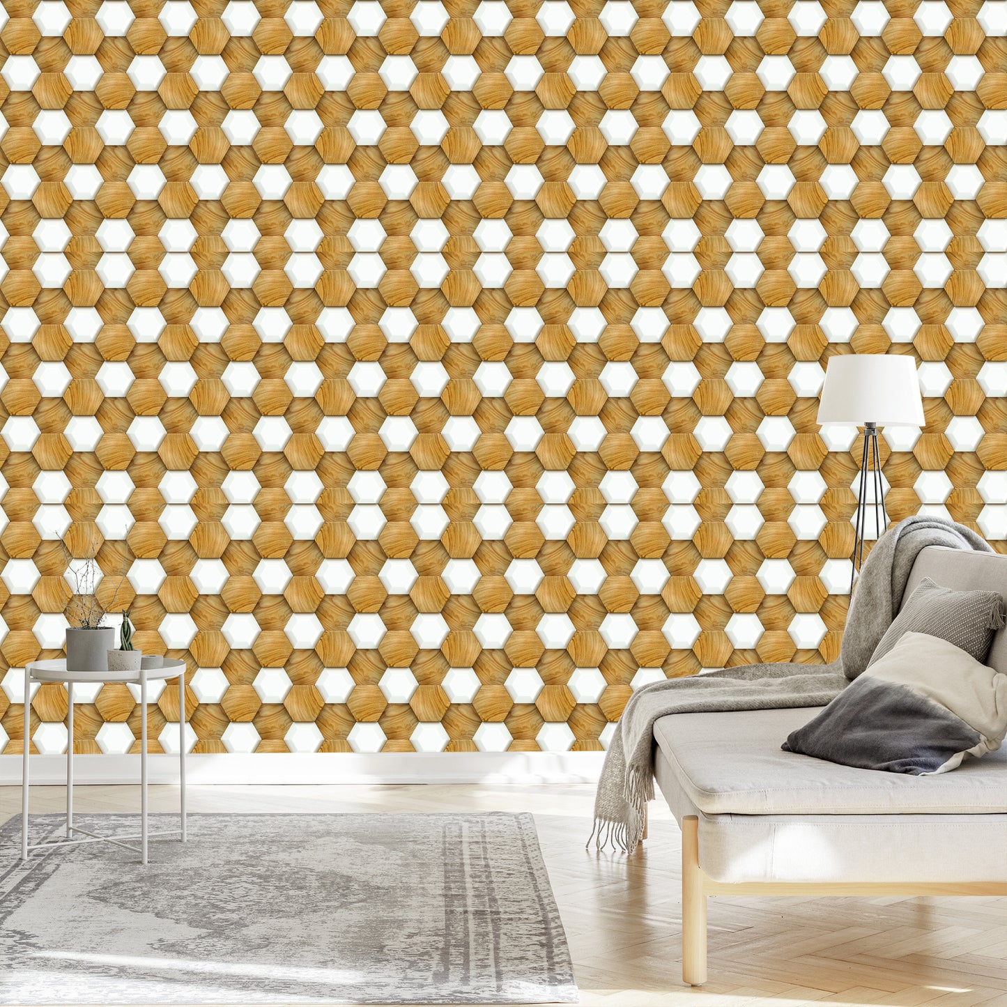 Wallpaper 3D Wood Mosaic