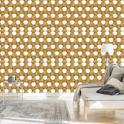 Wallpaper 3D Wood Mosaic