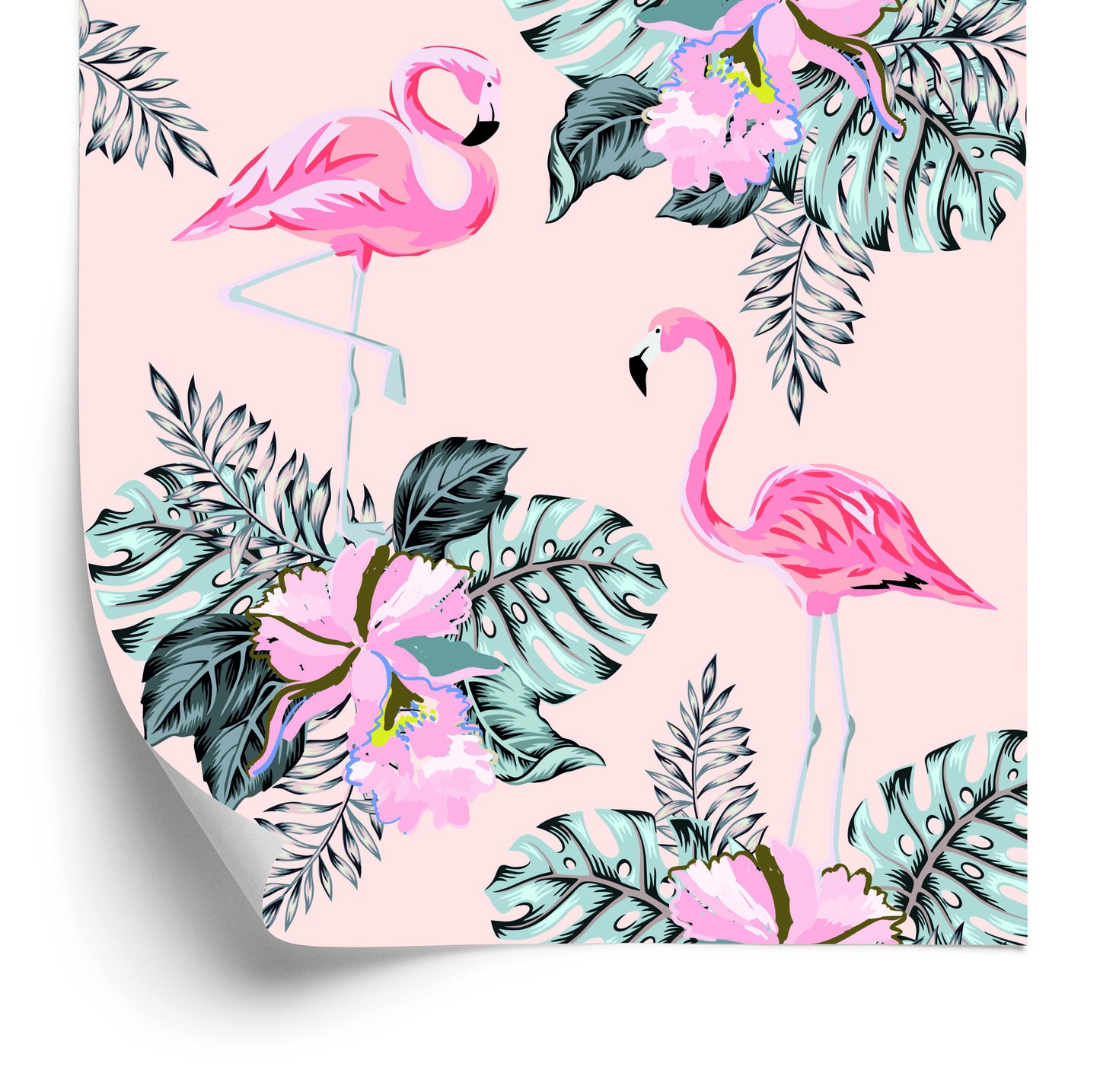 Wallpaper Flamingos And Leaves