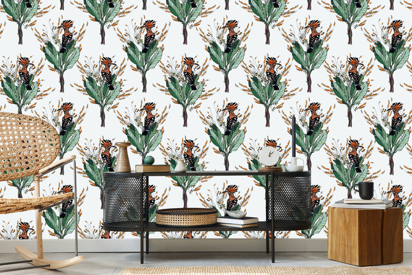 Wallpaper Painted Hoopoes