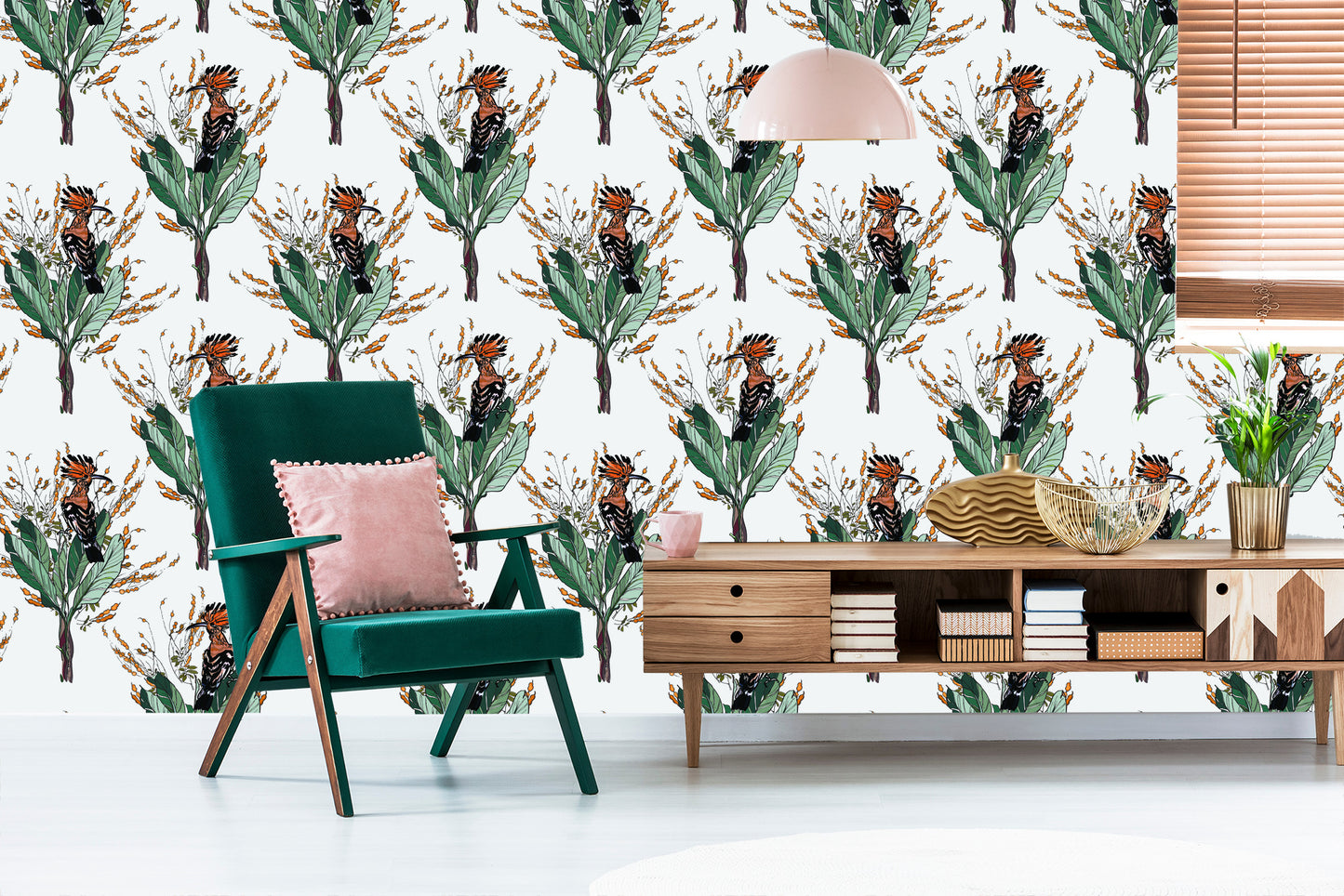 Wallpaper Painted Hoopoes