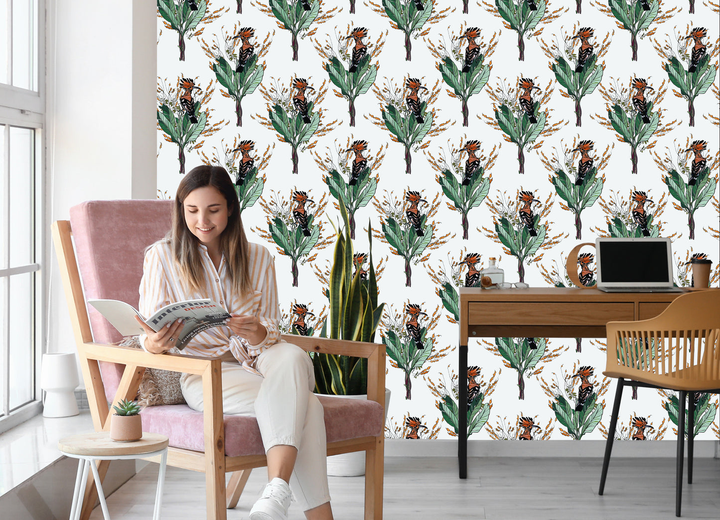 Wallpaper Painted Hoopoes