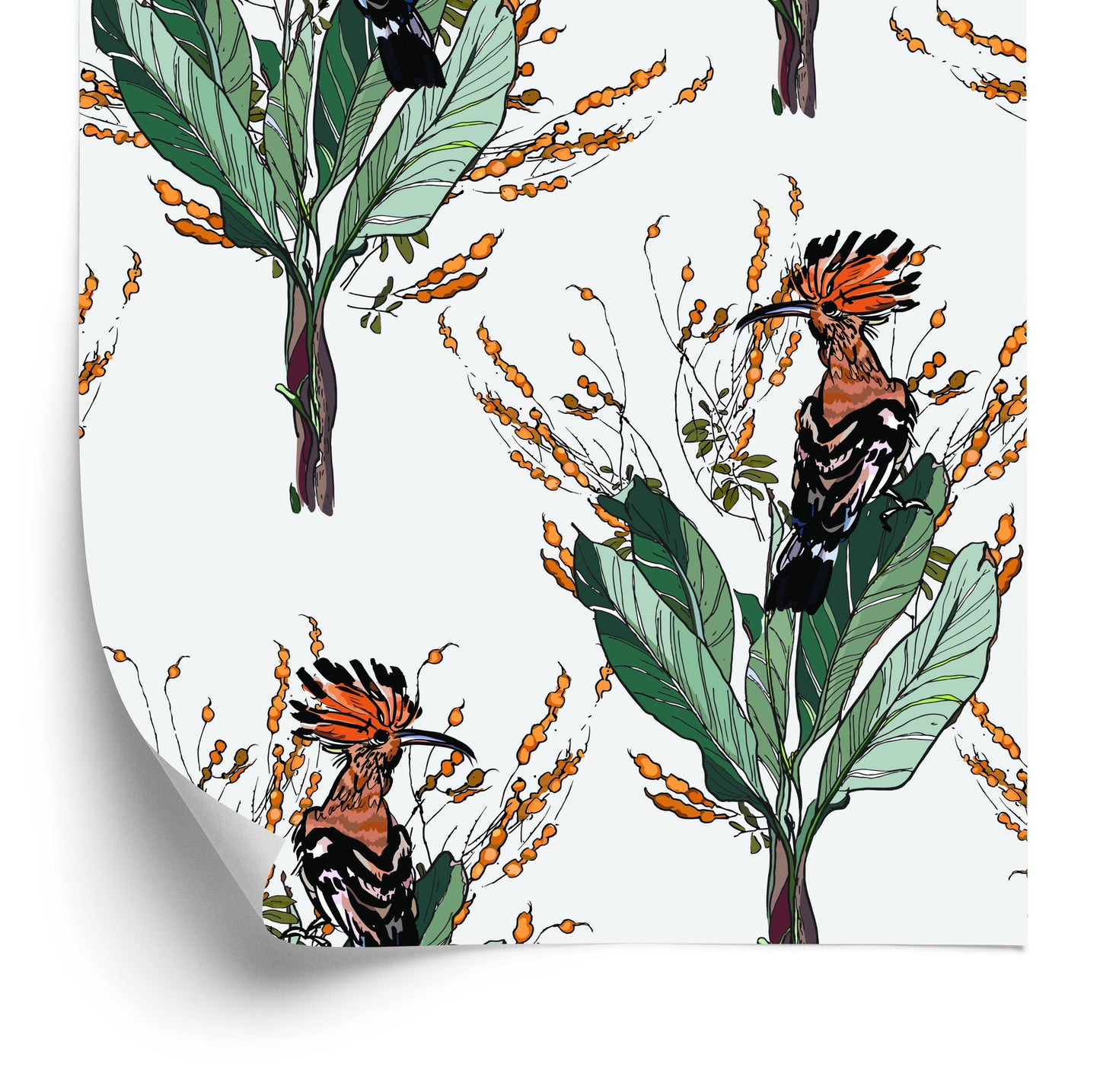 Wallpaper Painted Hoopoes