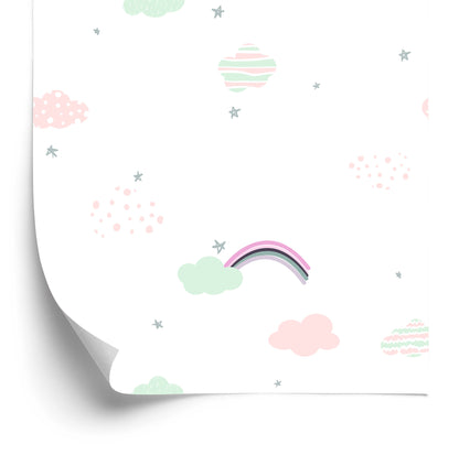 Wallpaper Asterisks, Rainbows And Clouds