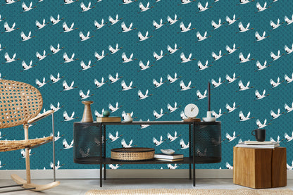 Wallpaper Flying Cranes