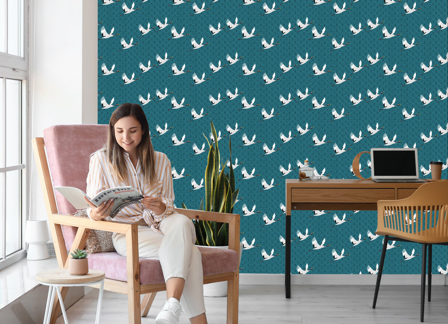 Wallpaper Flying Cranes