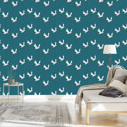 Wallpaper Flying Cranes