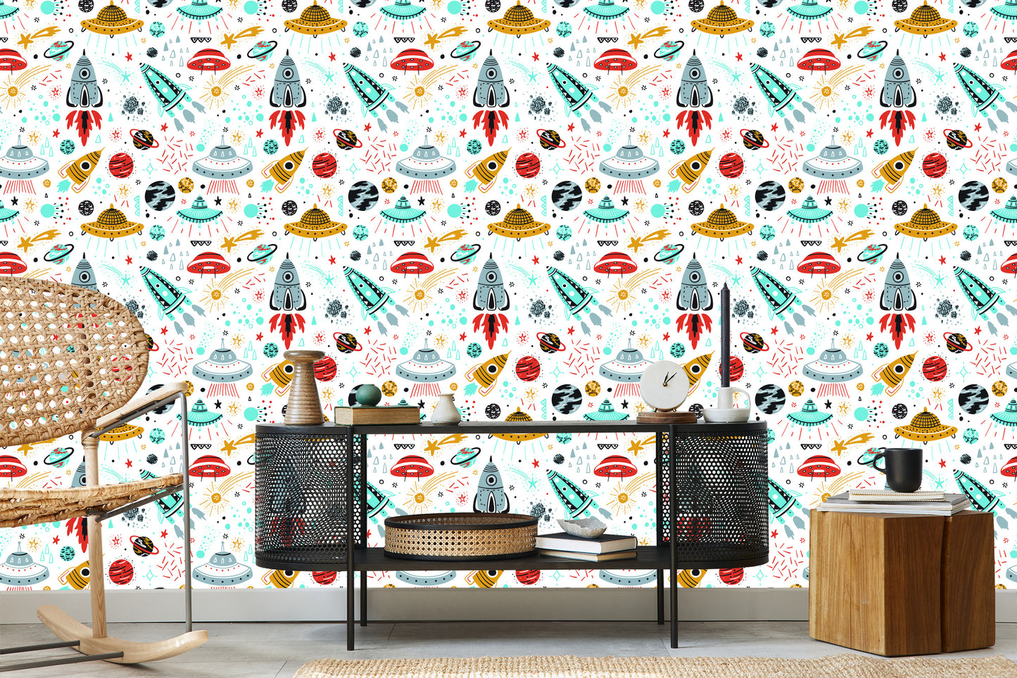 Wallpaper Stars, Spaceships, Nursery