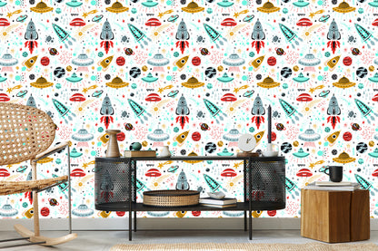 Wallpaper Stars, Spaceships, Nursery