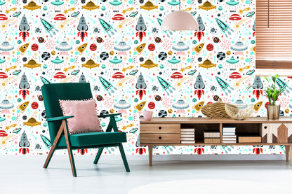 Wallpaper Stars, Spaceships, Nursery