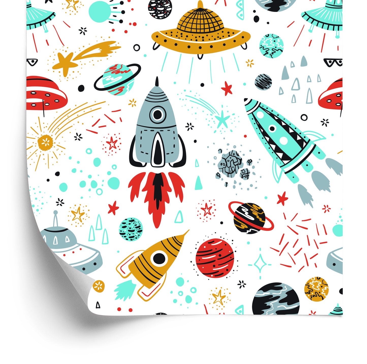 Wallpaper Stars, Spaceships, Nursery