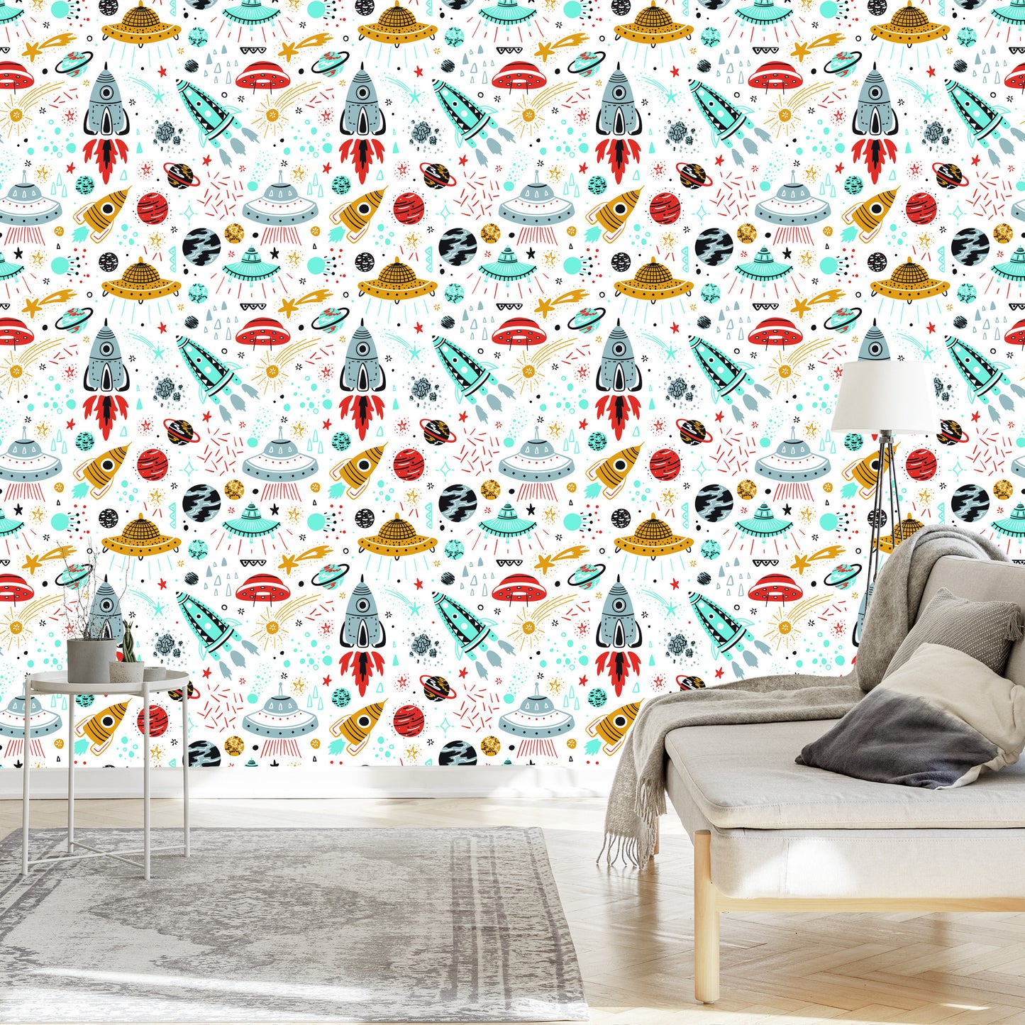 Wallpaper Stars, Spaceships, Nursery