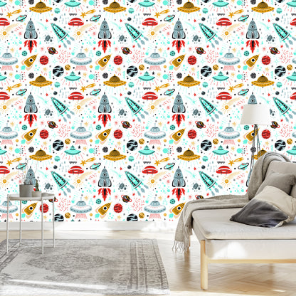 Wallpaper Stars, Spaceships, Nursery