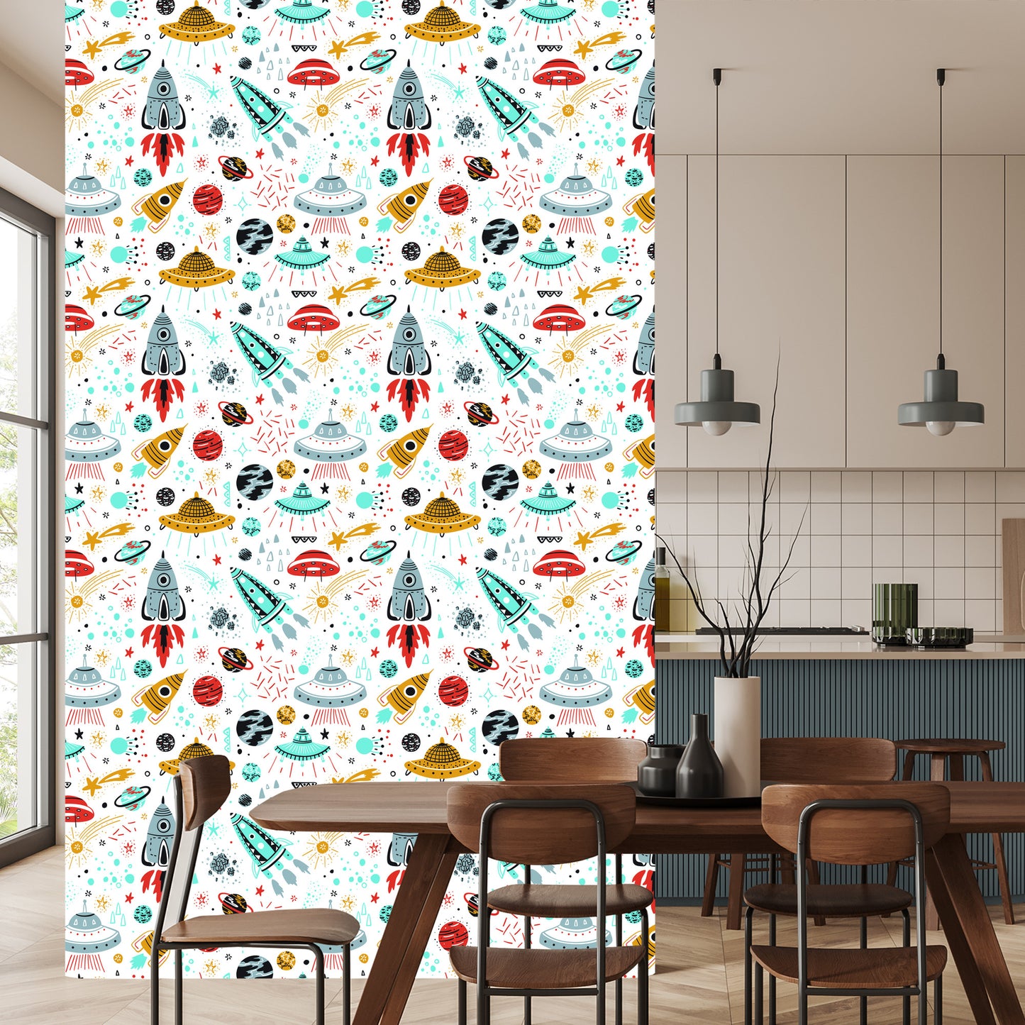 Wallpaper Stars, Spaceships, Nursery