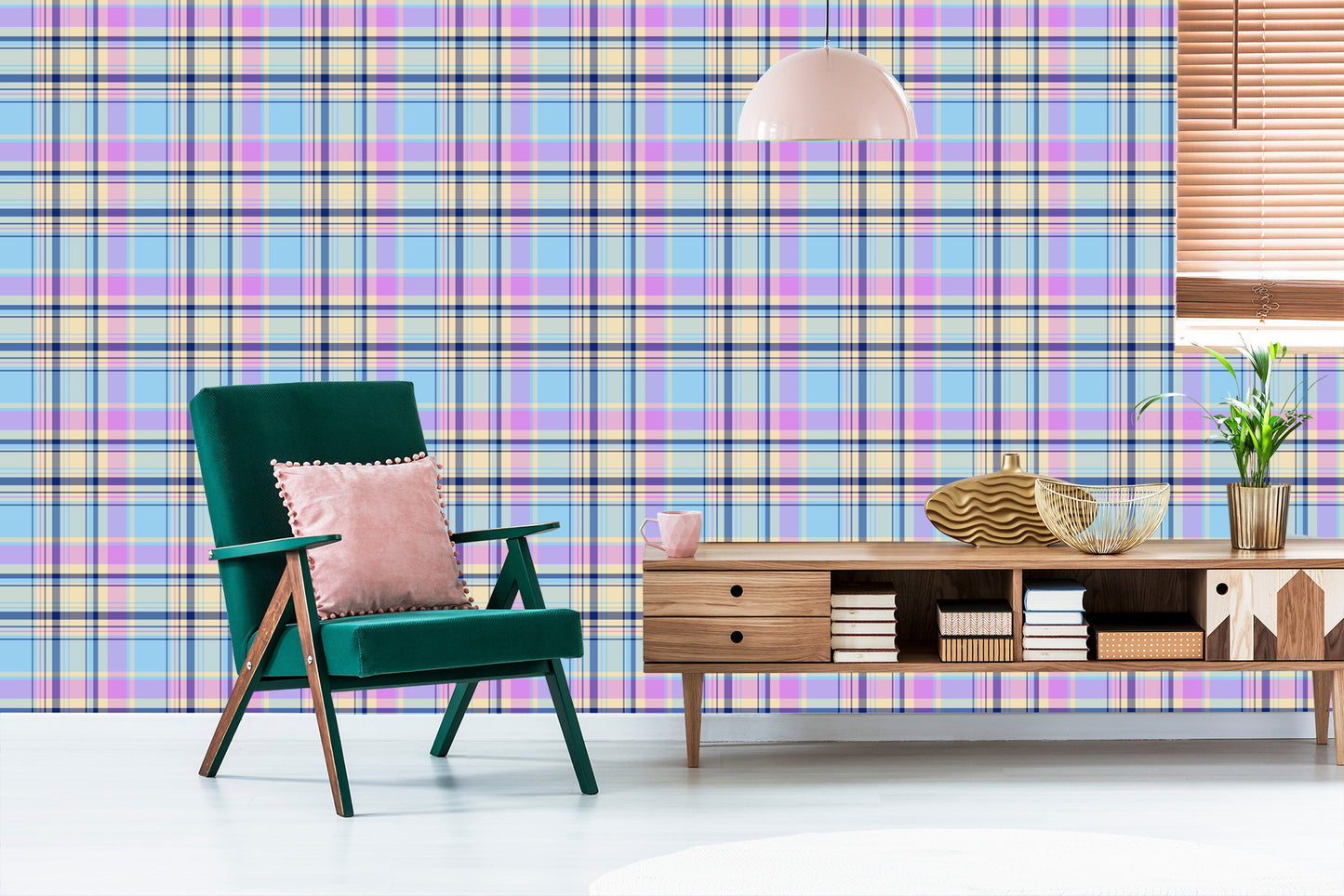 Wallpaper Colorful, Modern, Checked Pattern