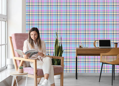 Wallpaper Colorful, Modern, Checked Pattern