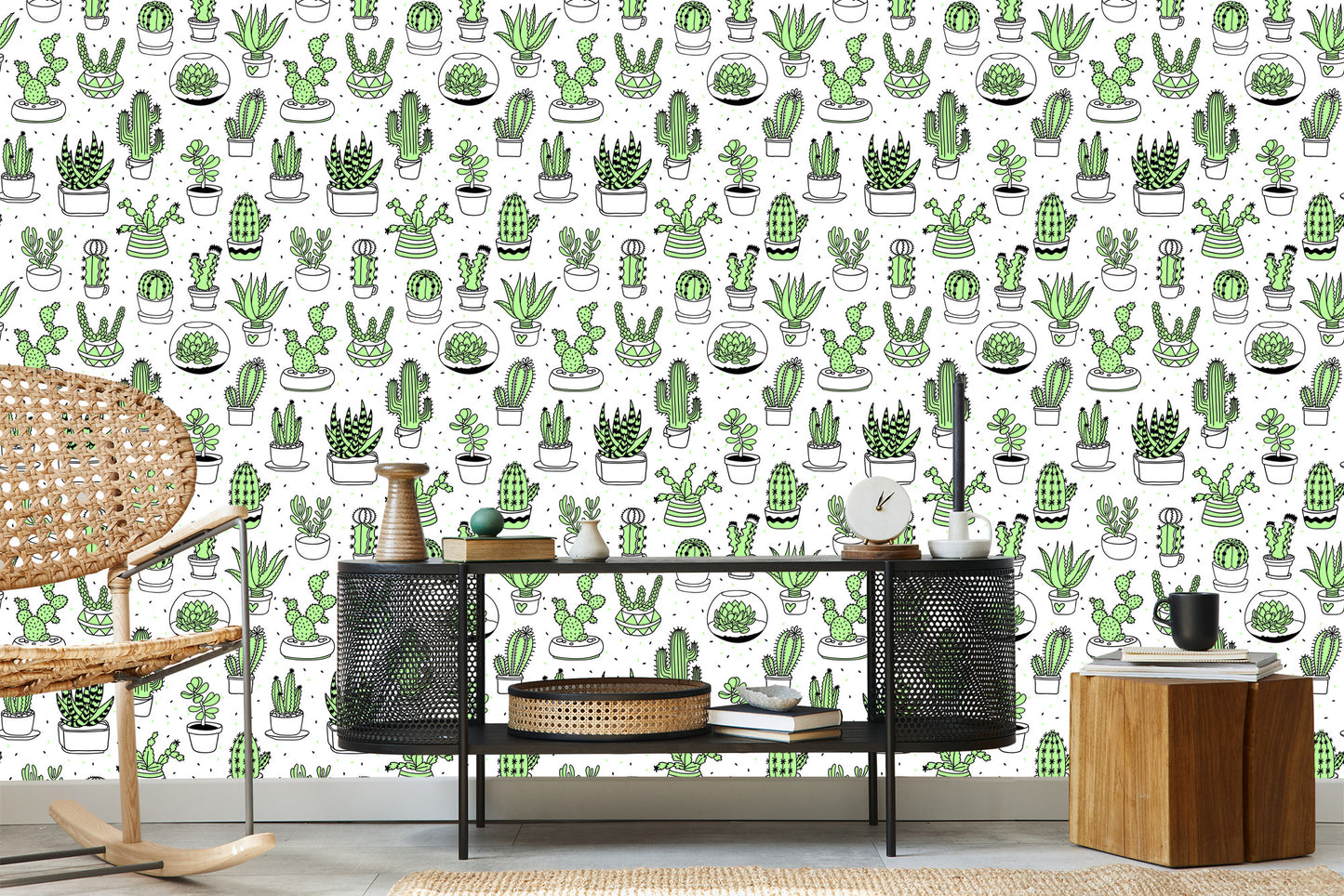 Wallpaper Cacti In Scandinavian Style