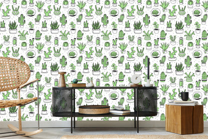Wallpaper Cacti In Scandinavian Style