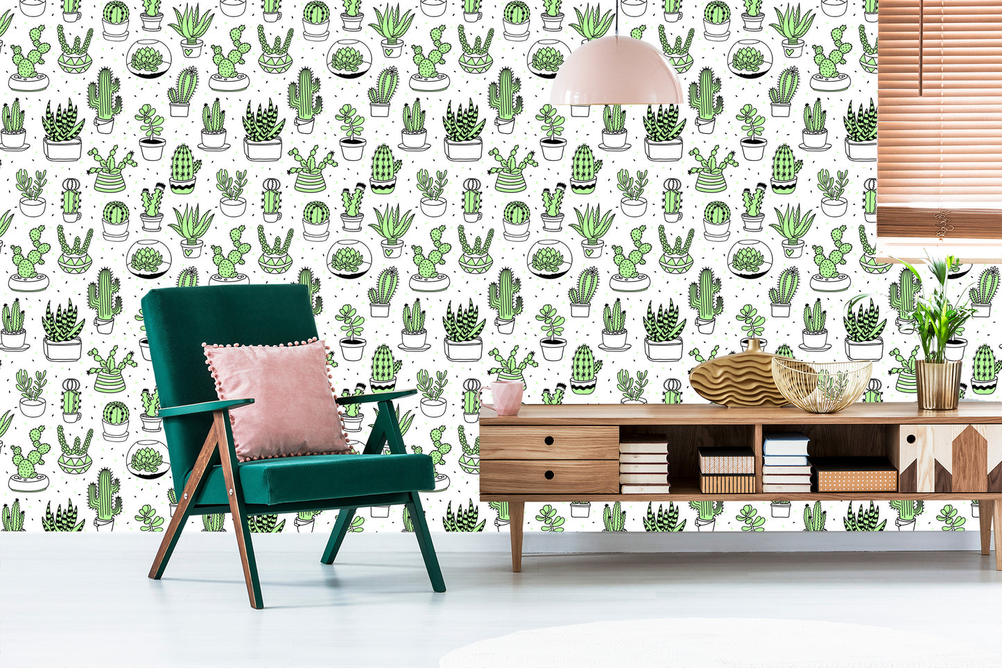 Wallpaper Cacti In Scandinavian Style