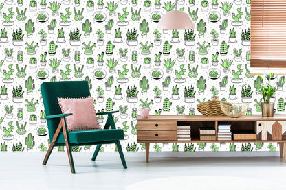 Wallpaper Cacti In Scandinavian Style
