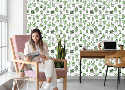 Wallpaper Cacti In Scandinavian Style
