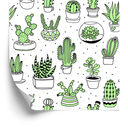 Wallpaper Cacti In Scandinavian Style