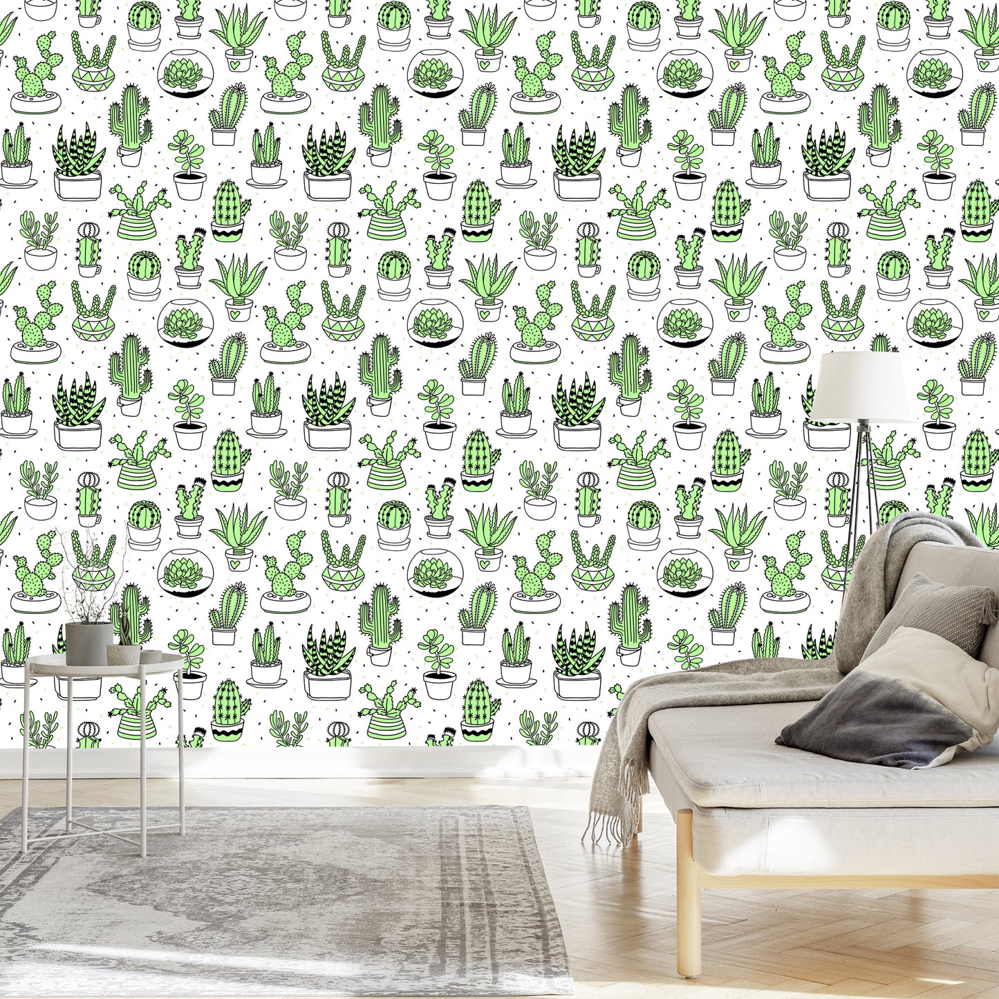 Wallpaper Cacti In Scandinavian Style