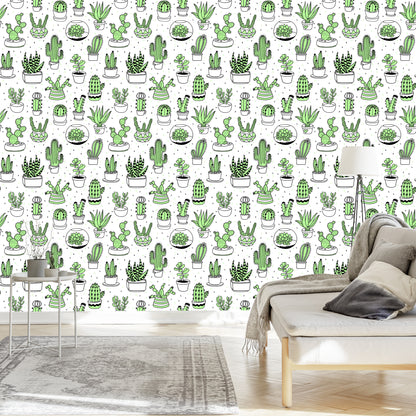 Wallpaper Cacti In Scandinavian Style