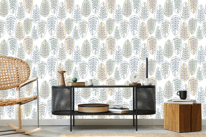 Wallpaper Leaves In Scandinavian Style