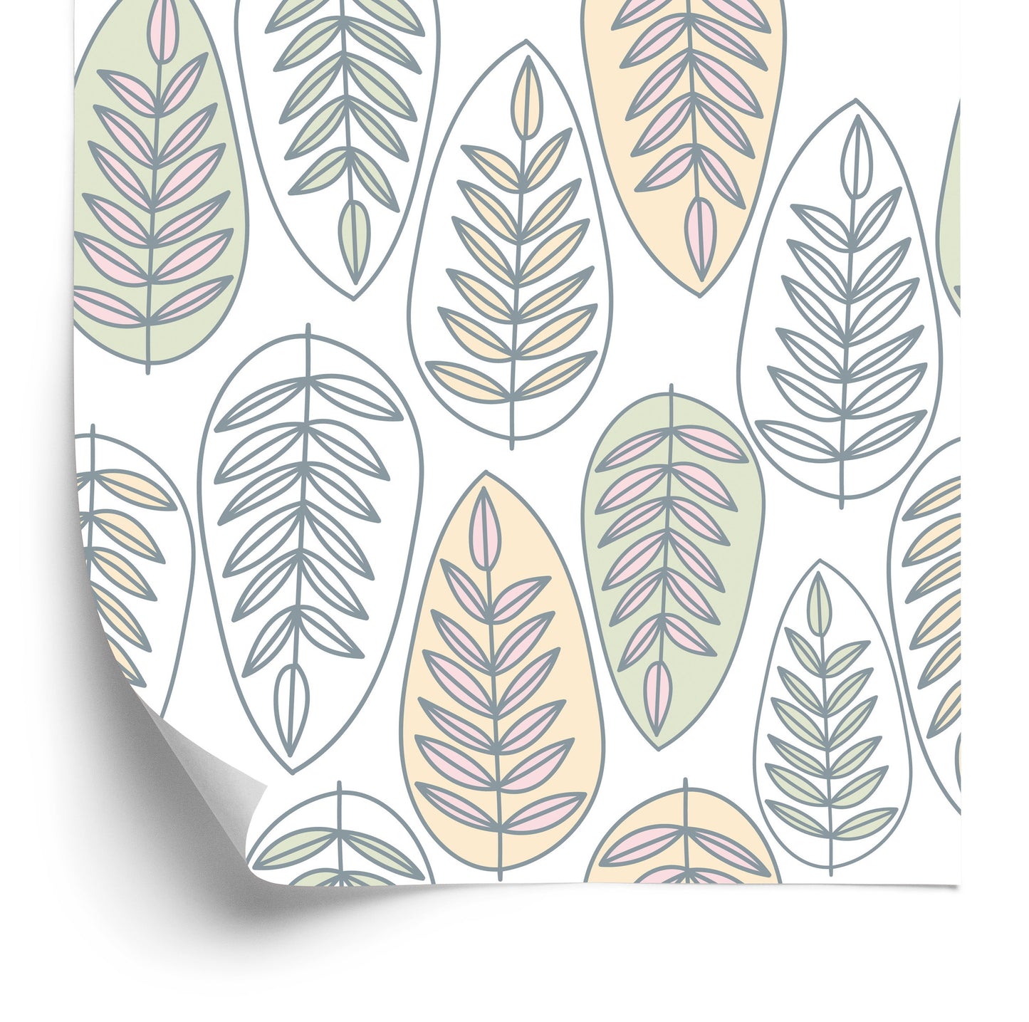 Wallpaper Leaves In Scandinavian Style
