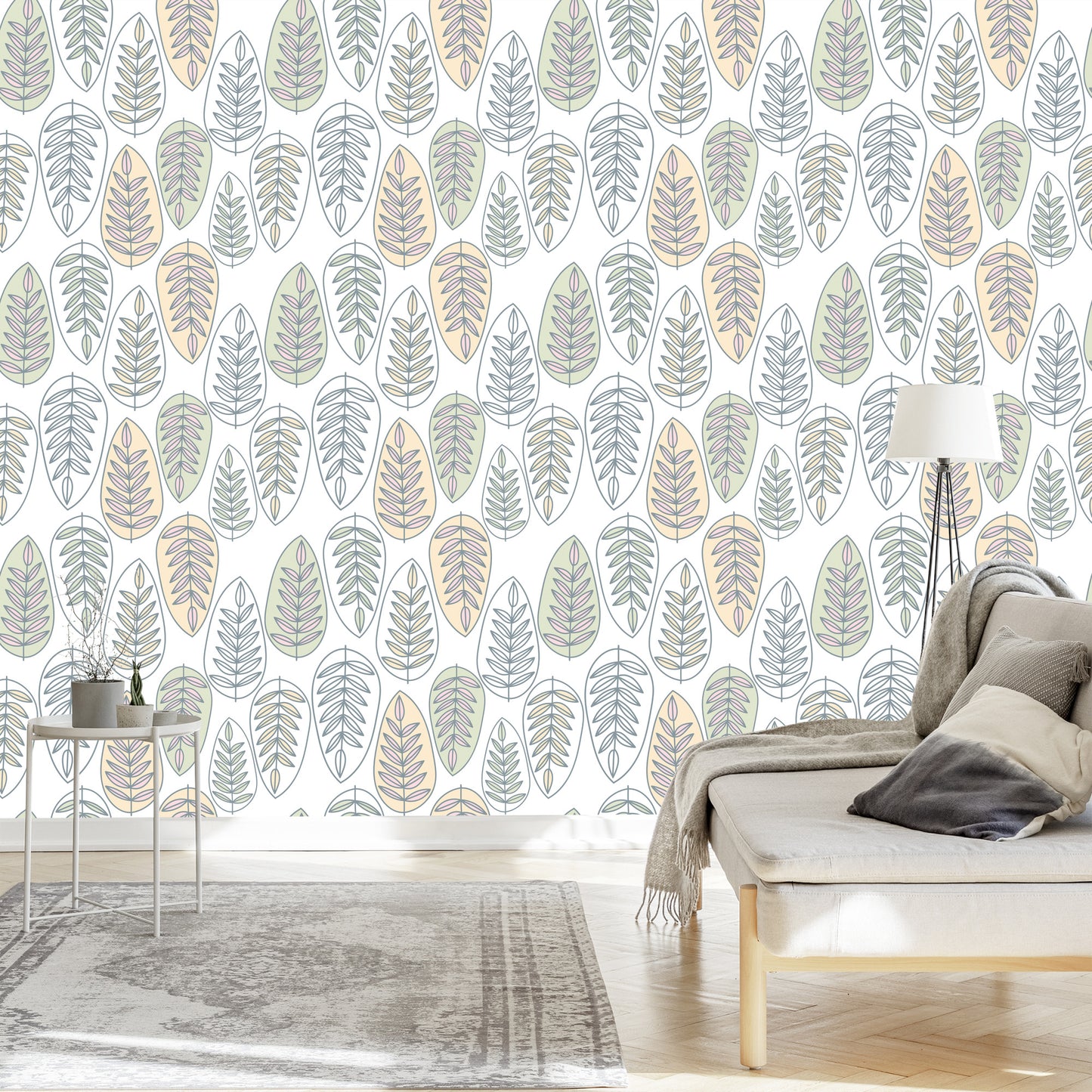 Wallpaper Leaves In Scandinavian Style