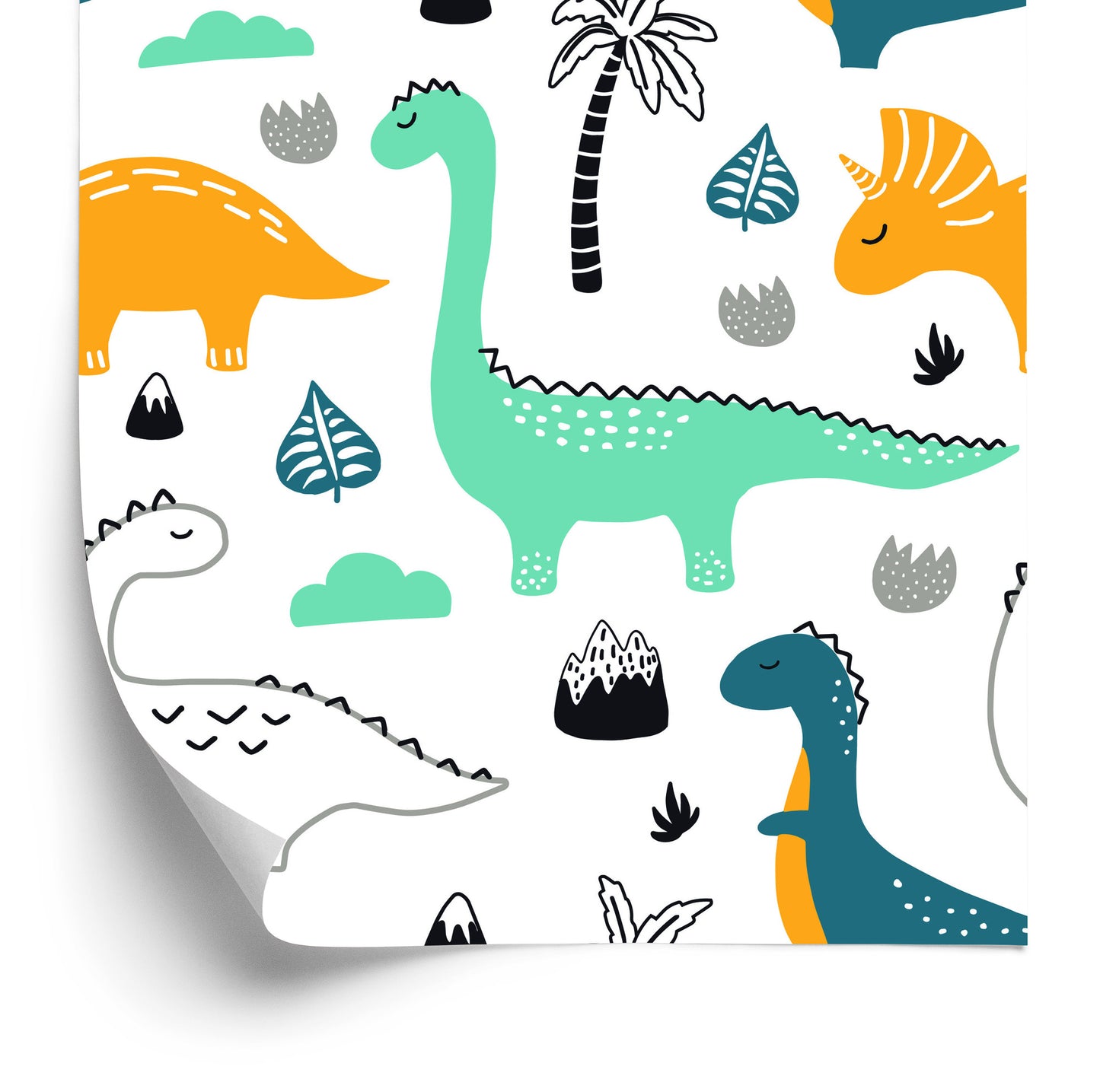 Wallpaper Dinosaurs, Leaves, Mountains