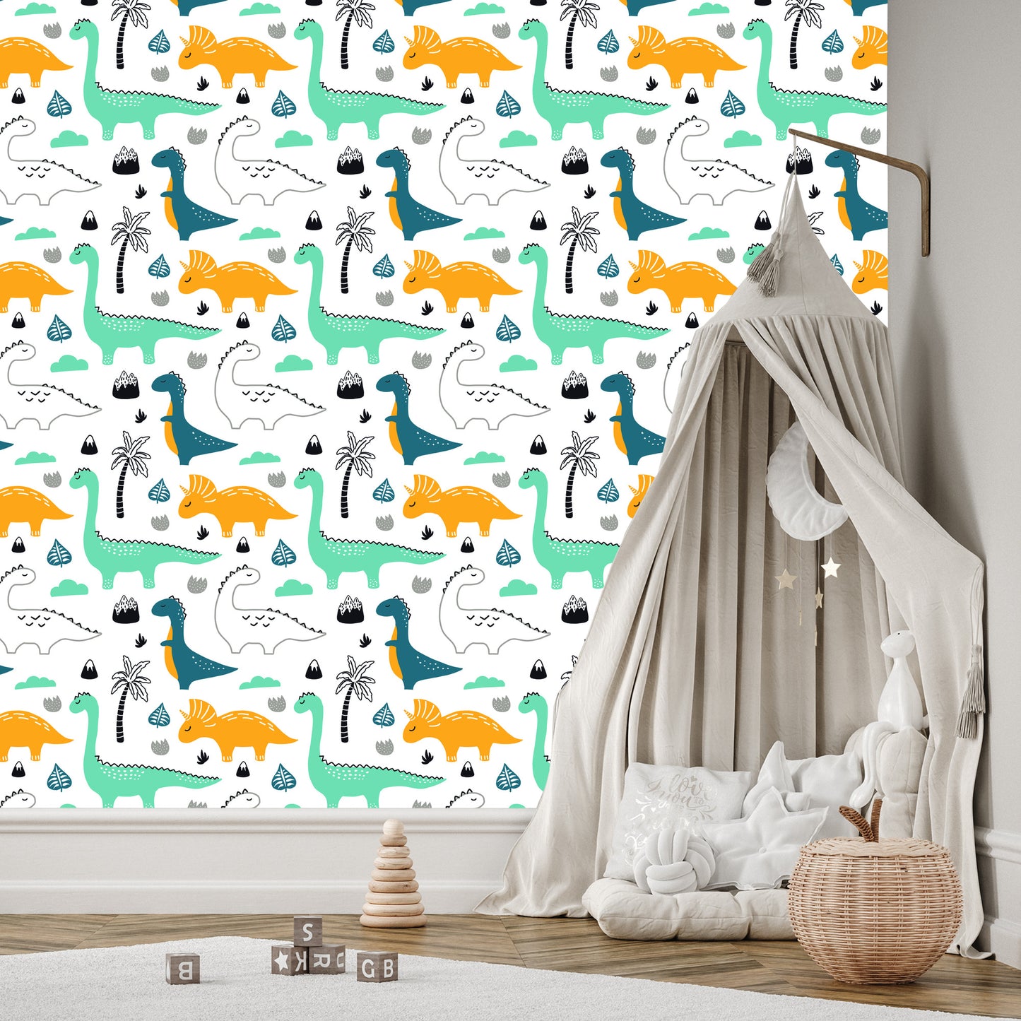 Wallpaper Dinosaurs, Leaves, Mountains