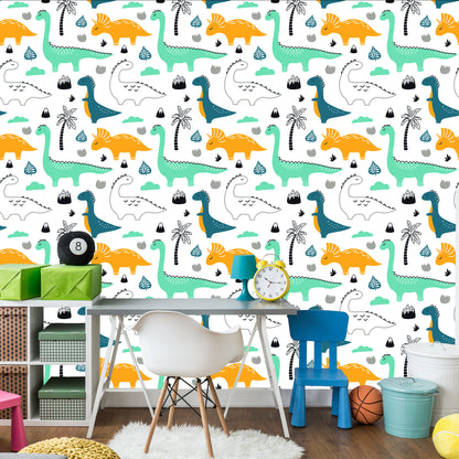 Wallpaper Dinosaurs, Leaves, Mountains