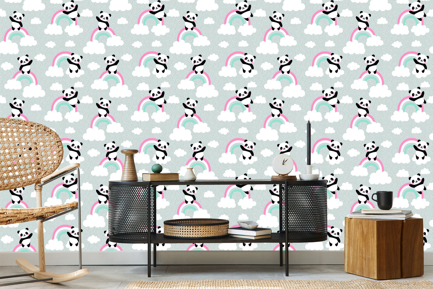 Wallpaper Pandas In The Clouds