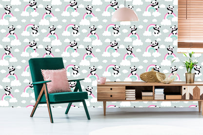 Wallpaper Pandas In The Clouds