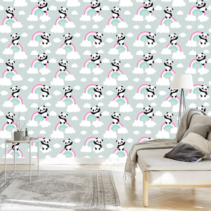 Wallpaper Pandas In The Clouds