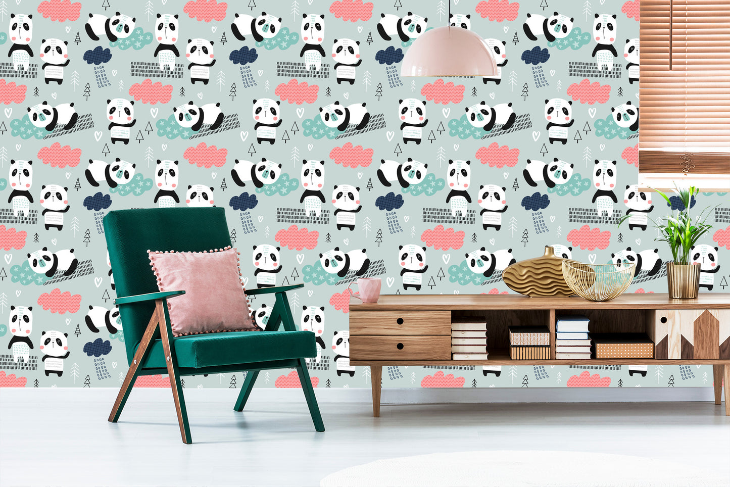 Wallpaper Pandas Among The Clouds