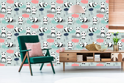 Wallpaper Pandas Among The Clouds