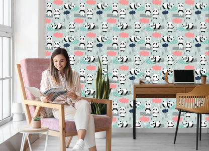 Wallpaper Pandas Among The Clouds
