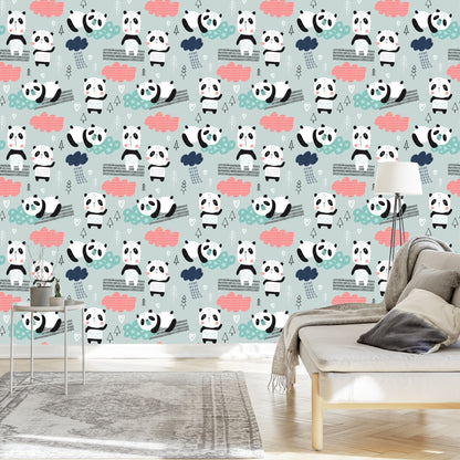 Wallpaper Pandas Among The Clouds
