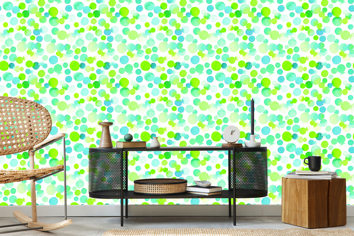 Wallpaper Watercolor Green Circles