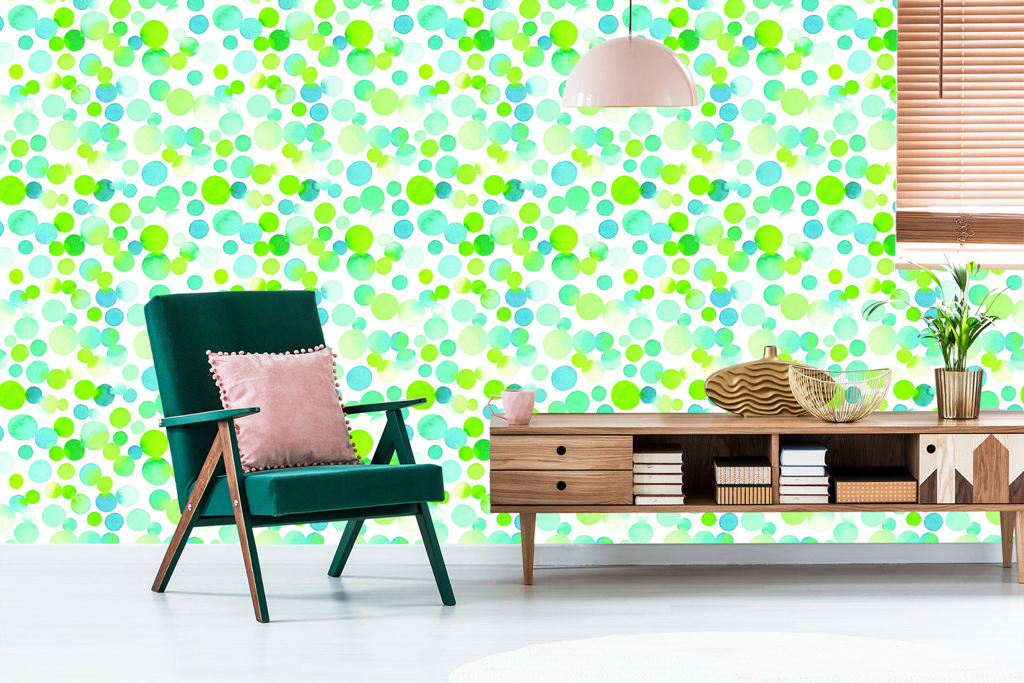Wallpaper Watercolor Green Circles