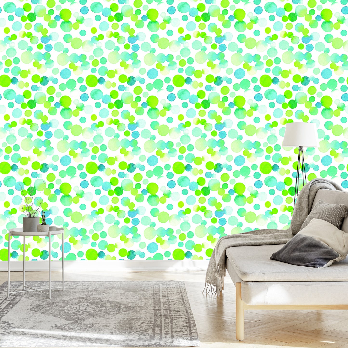 Wallpaper Watercolor Green Circles